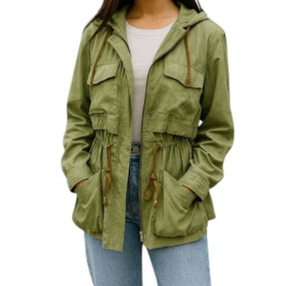Snidel Olive Green Convertible Utility‎ Hooded Jacket Crop or Long